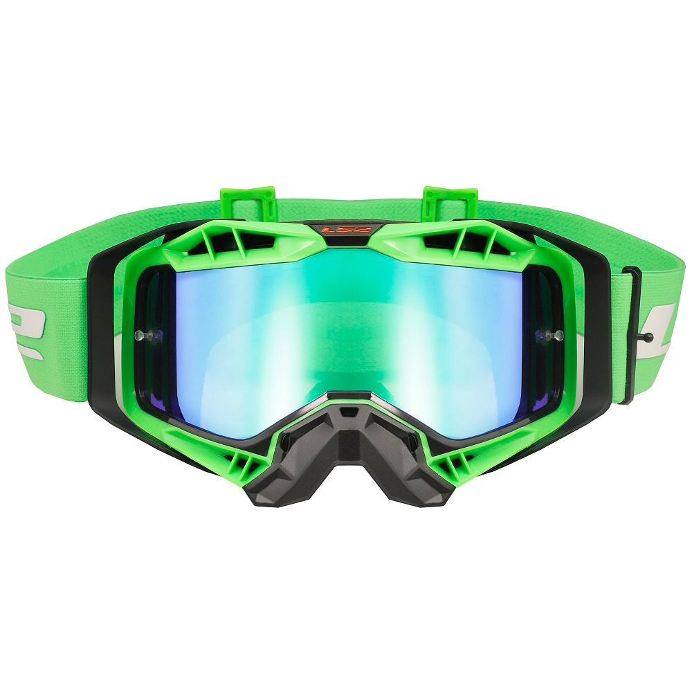 LS2 Aura Pro Black H-V Green irídiové sklo