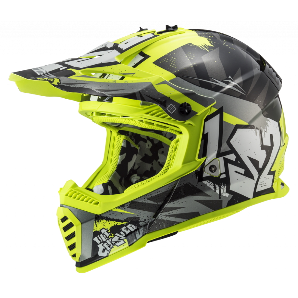 LS2 MX437J Fast Evo Mini Crusher Black Yellow - L (50-51)