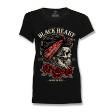 Dámske tričko BLACK HEART Pin Up Skull - čierna