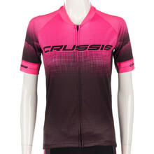 Dámsky cyklistický dres s krátkym rukávom Crussis - čierno-ružová