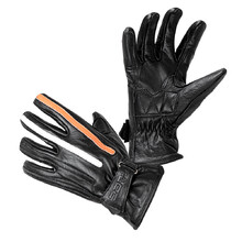 Moto rukavice W-TEC Classic - čierna s oranžovým a béžovým pruhom