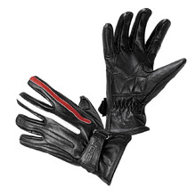 Moto rukavice W-TEC Classic - Jawa čierna s červeným s béžovým pruhom