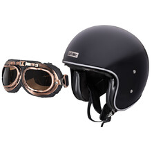 Moto helma W-TEC Angeric Gloss Black s brýlemi Steamrust