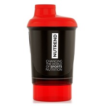 Shaker Nutrend so zásobníkom 300 ml - čierno-červená