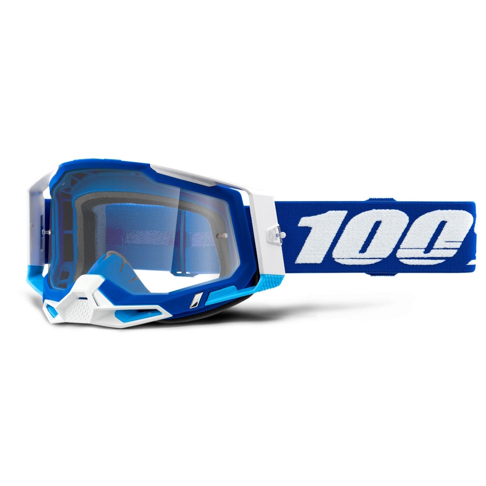 100% Racecraft 2 modré, číre plexi