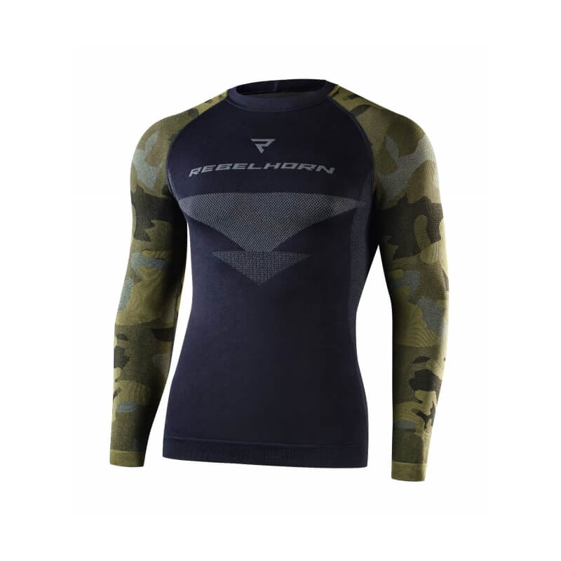 Moto thermo tričko Rebelhorn Freeze Jersey LS čierna-kamufláž - XS