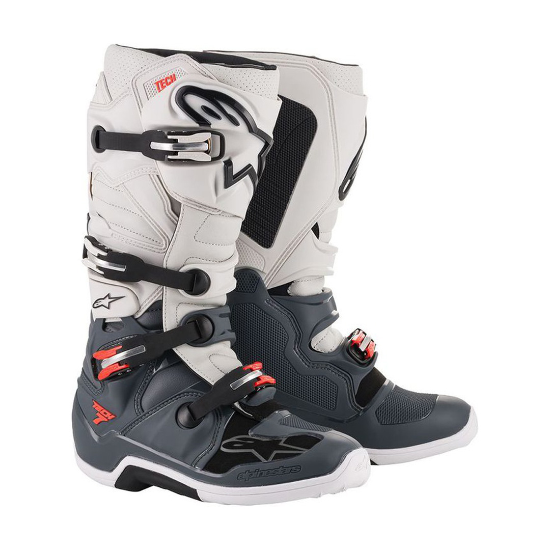 Alpinestars Tech 7 2022 tmavo šedá/svetlo šedá/červená fluo - 40,5