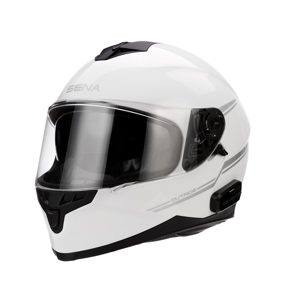Moto prilba SENA Outride s integrovaným headsetom Shine White lesklá biela - M (57-58)