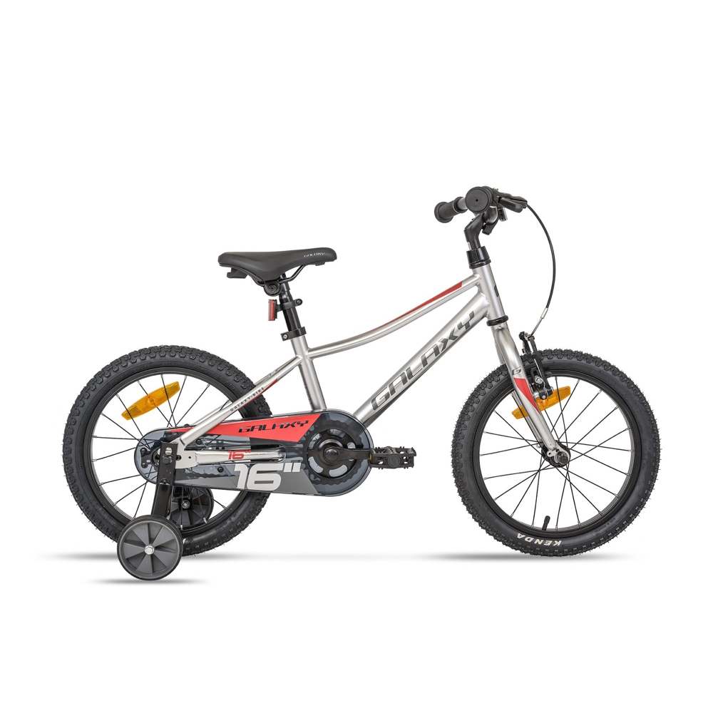 Detský bicykel Galaxy Mira 16" 9.0 strieborná - 9" (100-125 cm)