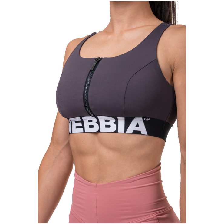 Športová podprsenka Nebbia Smart Zip 578 Marron - XS