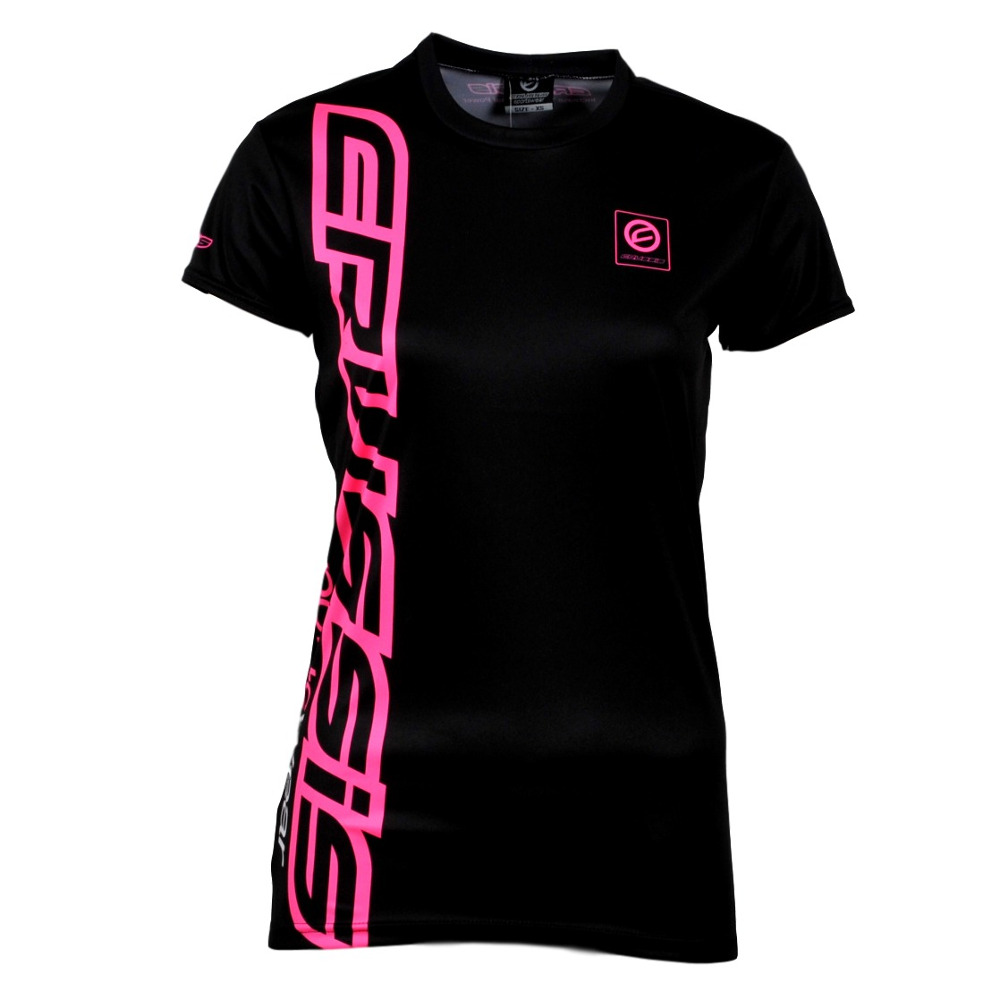 Dámske tričko s krátkym rukávom CRUSSIS čierna-fluo ružová čierno-ružová - XS