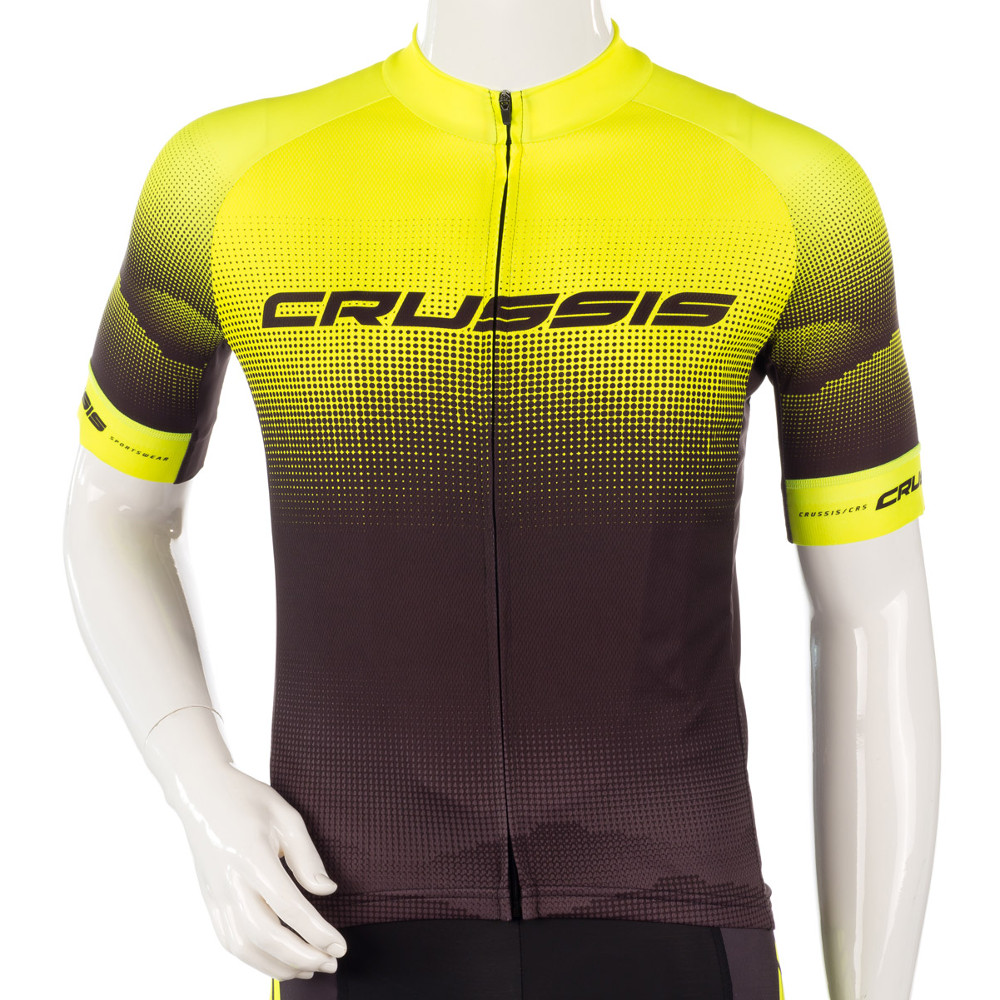 E-shop Crussis Cyklistický dres s krátkym rukávom čierna-fluo žltá - 3XL