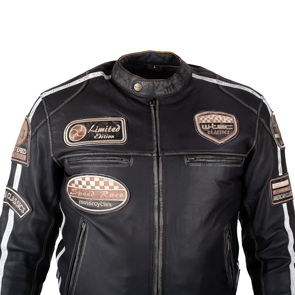 Pánska kožená moto bunda W-TEC Sheawen Vintage Farba čierna, · záber 8