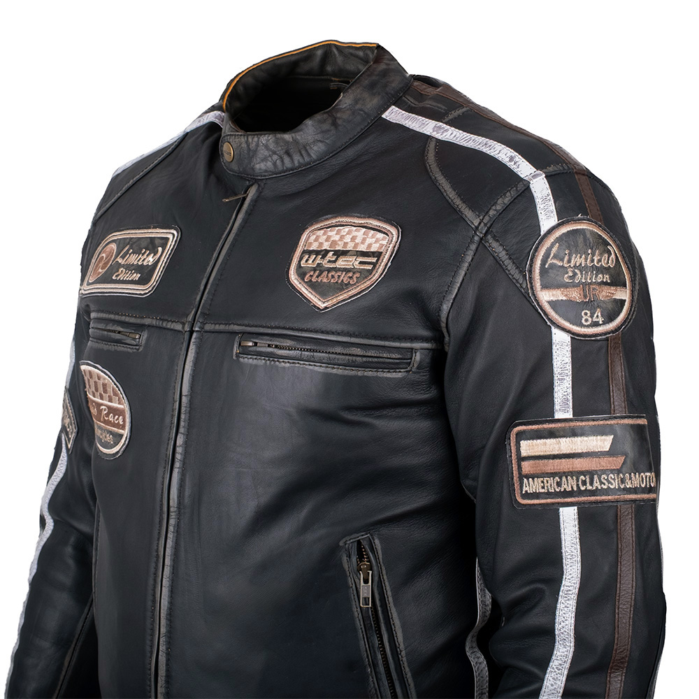 Pánska kožená moto bunda W-TEC Sheawen Vintage Farba čierna, · záber 9