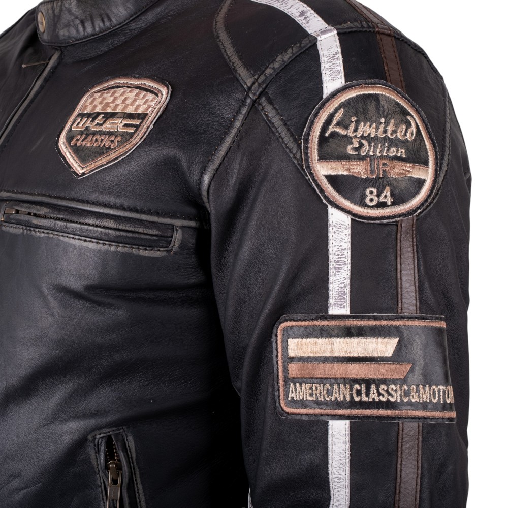 Pánska kožená moto bunda W-TEC Sheawen Vintage Farba čierna, · záber 10
