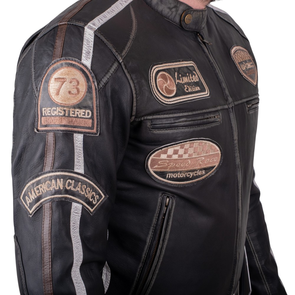 Pánska kožená moto bunda W-TEC Sheawen Vintage Farba čierna, · záber 11