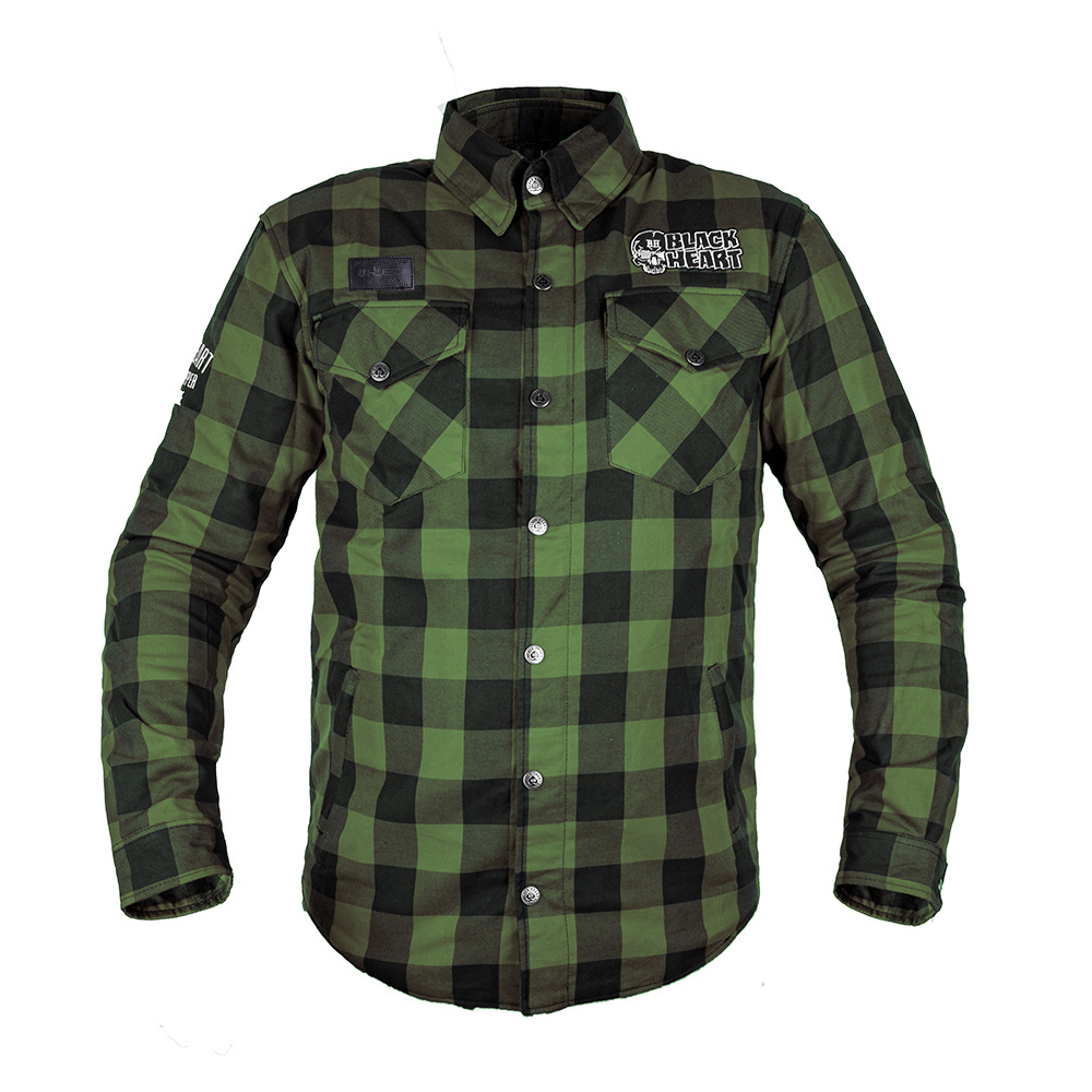 W-TEC Black Heart Rattlesneak zeleno-čierna kockovaná - XXL