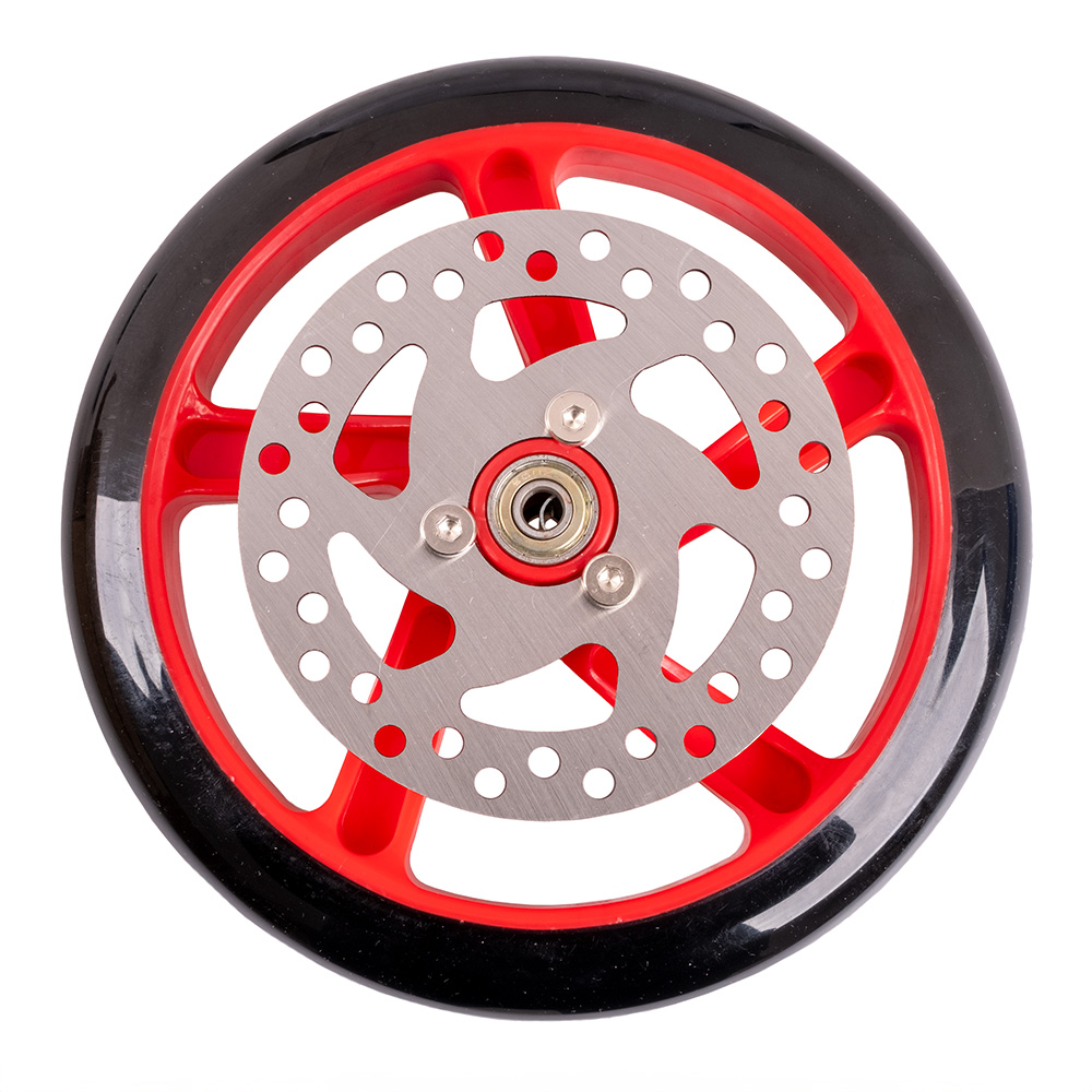 E-shop inSPORTline Náhradné koliesko s brzdovým diskom na kolobežku Discola 200x30mm červená