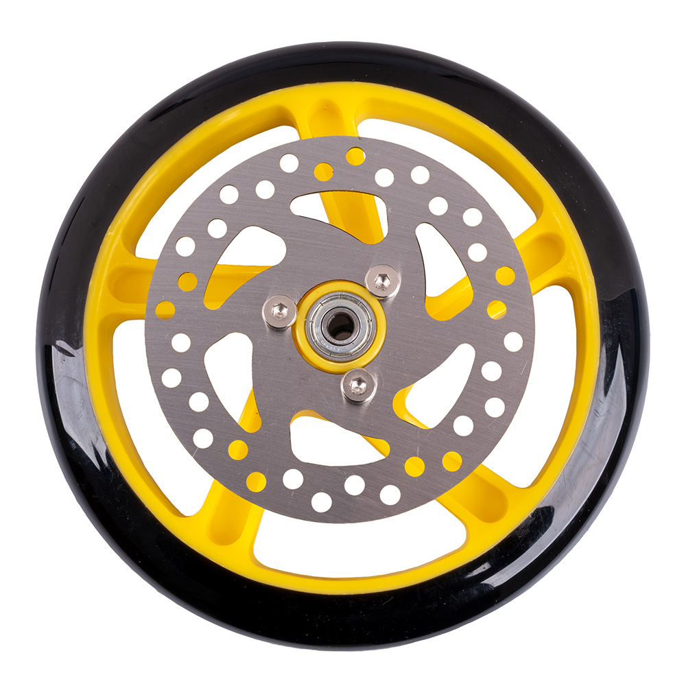 E-shop inSPORTline Náhradné koliesko s brzdovým diskom na kolobežku Discola 200x30mm žltá