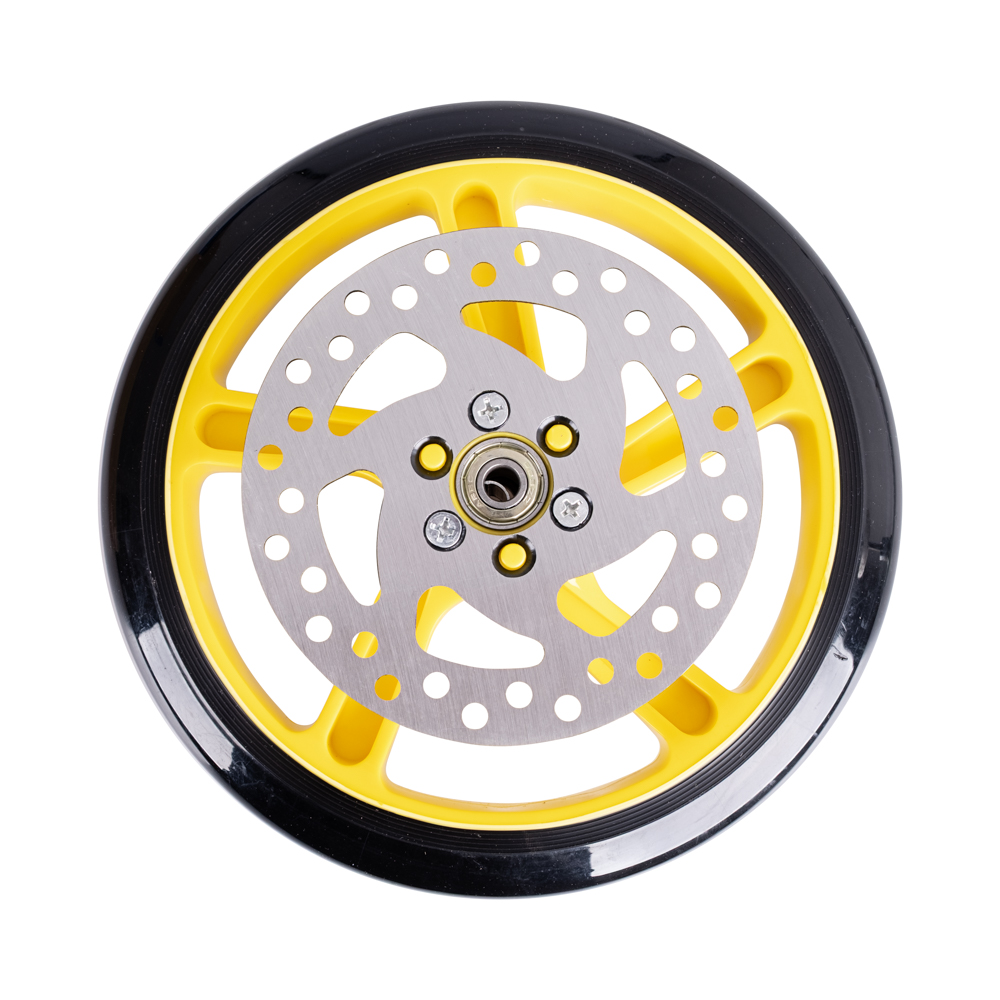 inSPORTline Náhradné koliesko s brzdovým diskom na kolobežku Discola 200x30mm žltá