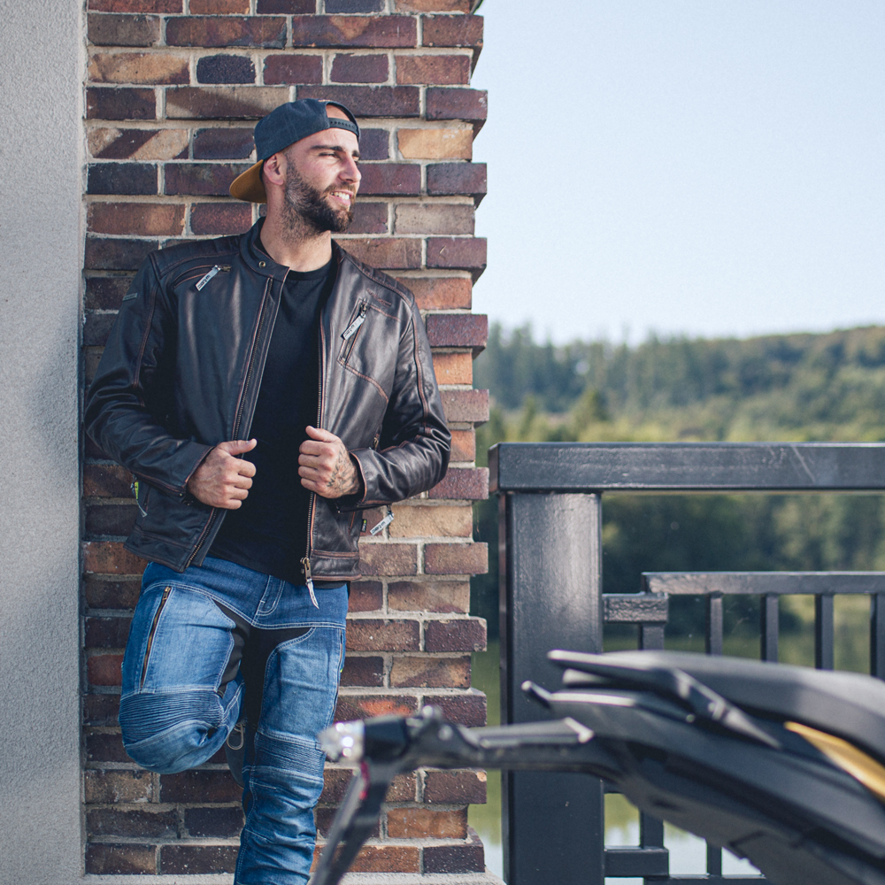 Kožená moto bunda W-TEC Embracer - Veľkosť: 5XL | Farba: Hnedá · záber 12
