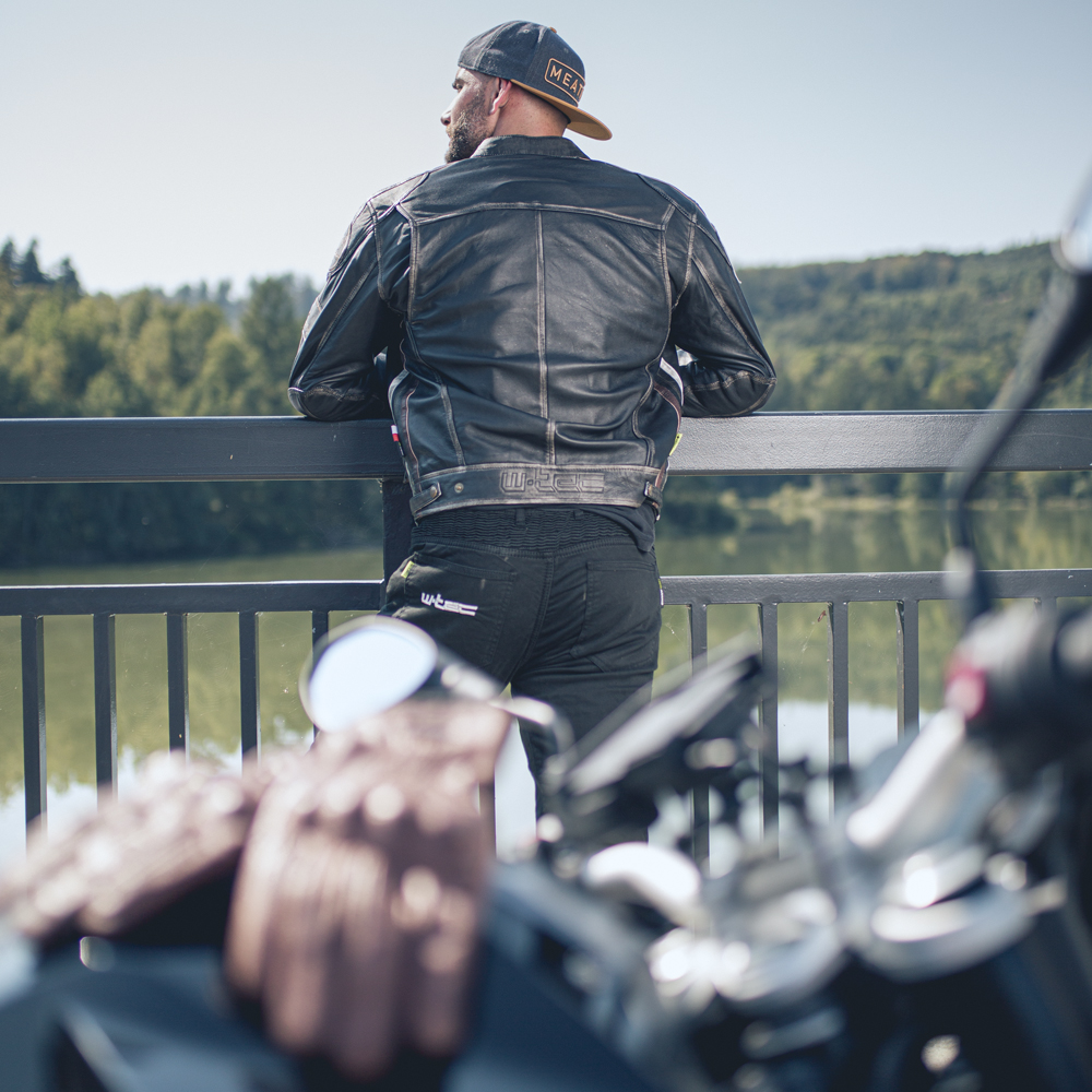 Pánska kožená moto bunda W-TEC Sheawen Vintage Farba čierna, · záber 7