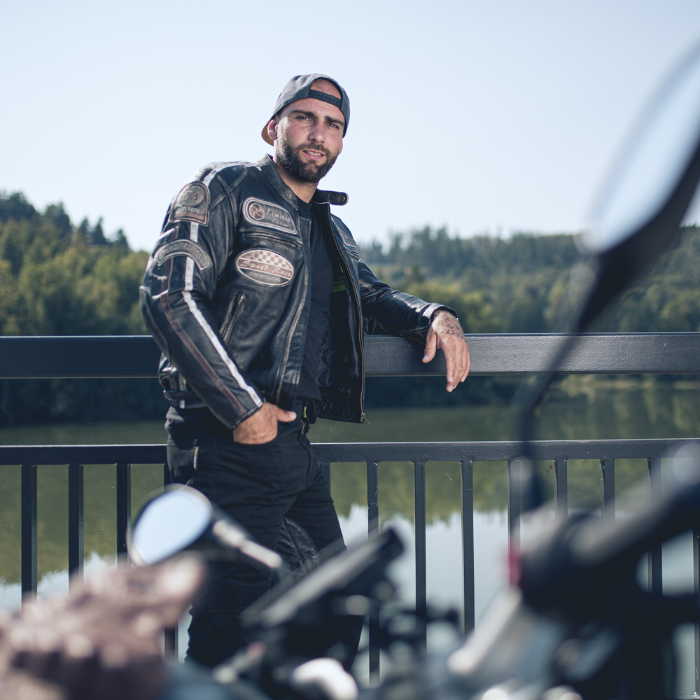 Pánska kožená moto bunda W-TEC Sheawen Vintage Farba čierna, · záber 6
