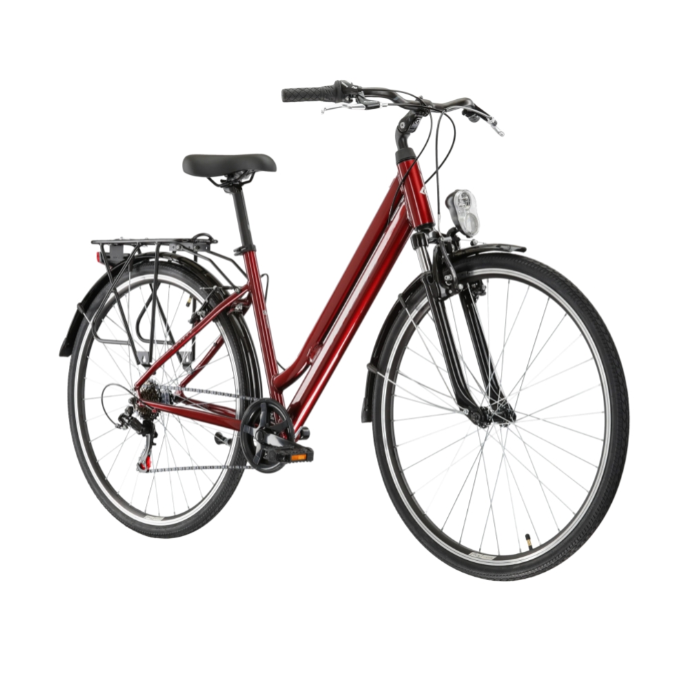 Kross Sentio 1.0 28" - model 2025 rubín / šedá / lesk - S (18", 158-170 cm)