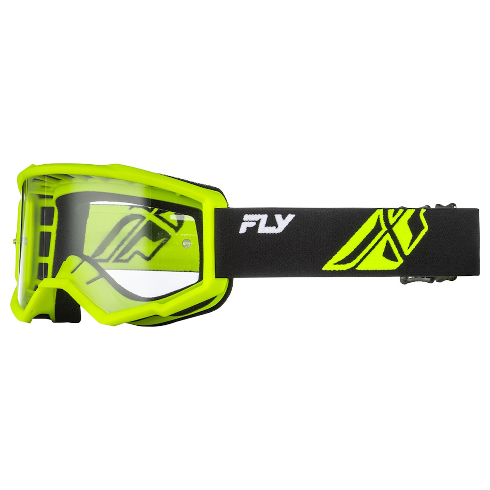 Fly Racing Focus Youth čierna/hi-vis, číre plexi