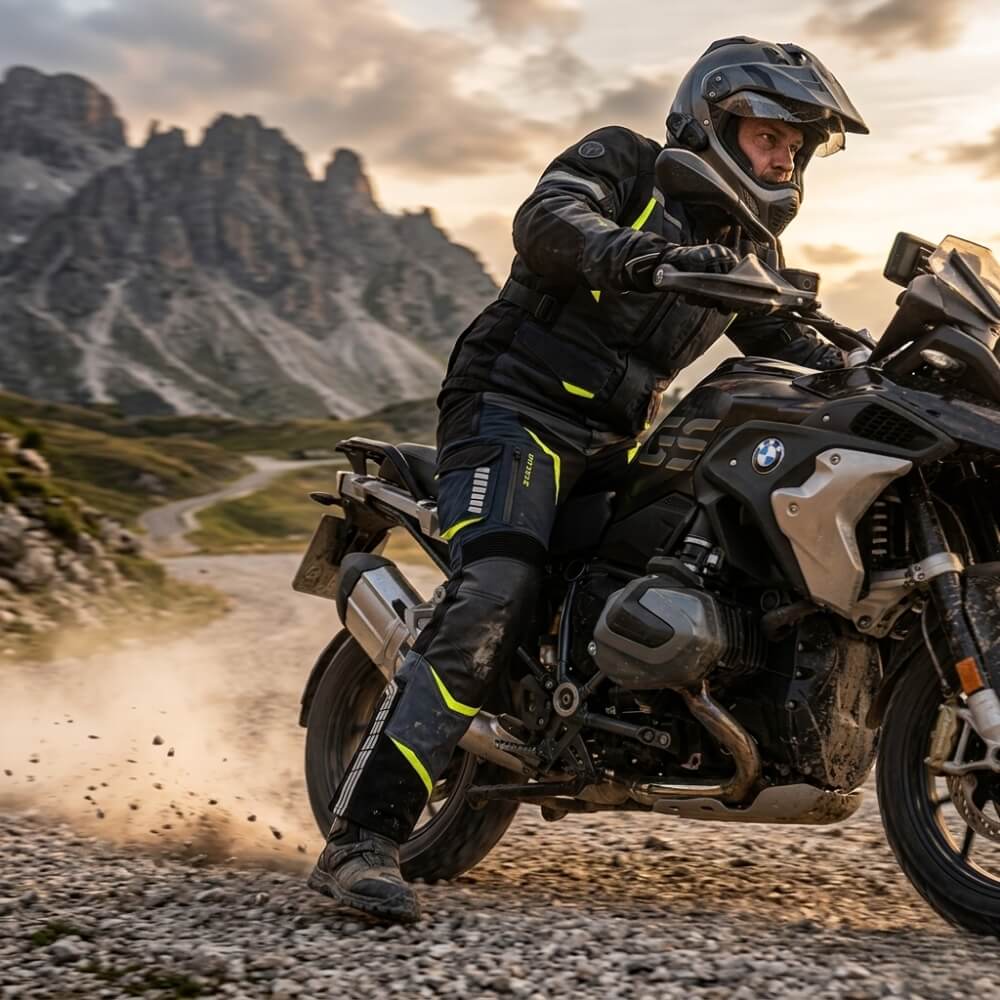 W-TEC Modock kalhoty čierno-modro-fluo žltá - M