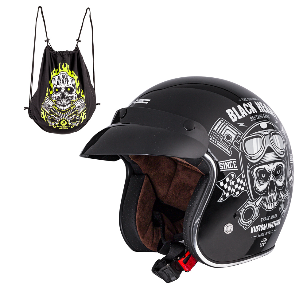 W-TEC Black Heart V541 Black Heart Skull, čierna lesk - M (57-58)