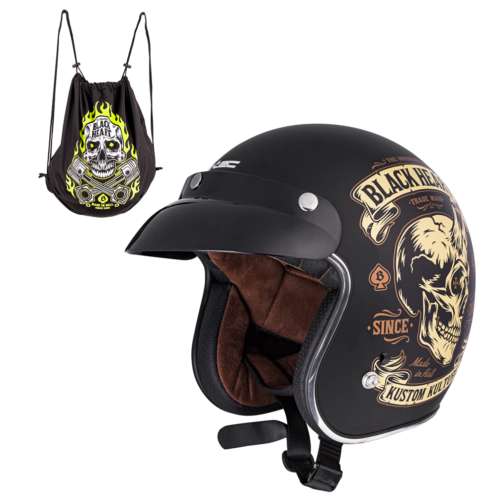 W-TEC Black Heart V541 Black Heart Skull Horn, matne čierna - XXL (63-64)