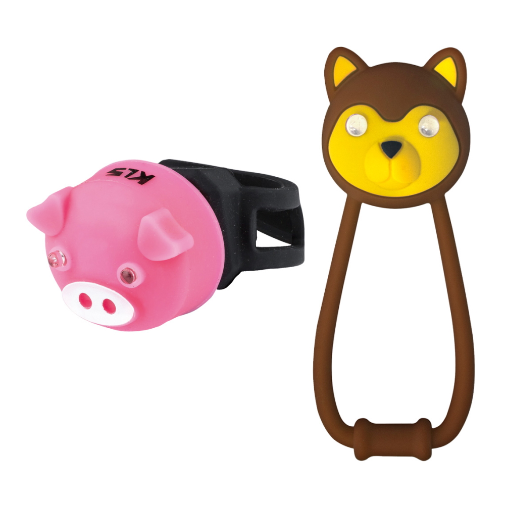 Súprava svetiel na bicykel Kellys Animal Brown/pink