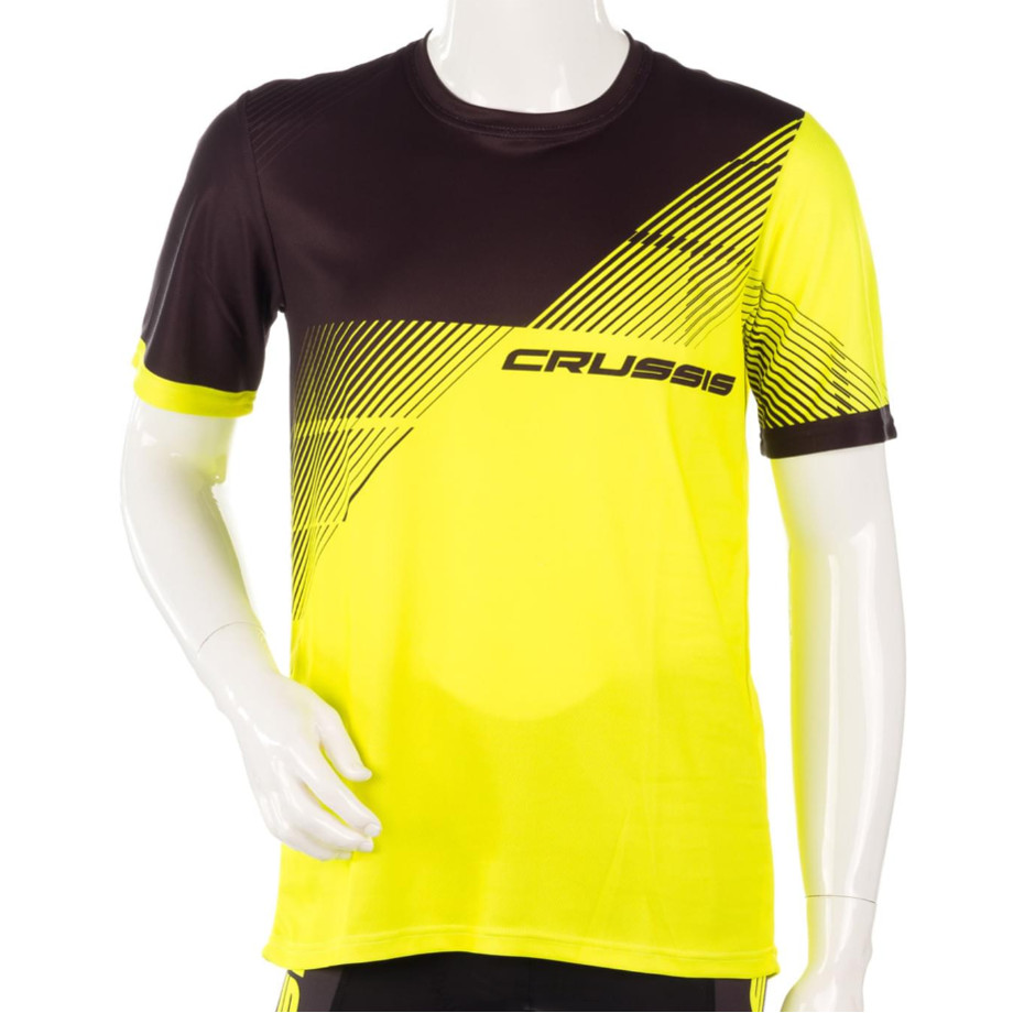 Crussis pánske športové tričko krátky rukáv čierna/žltá fluo - S