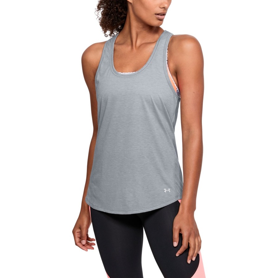 Under Armour Threadborne Streaker Tank Steel Light Heather - M