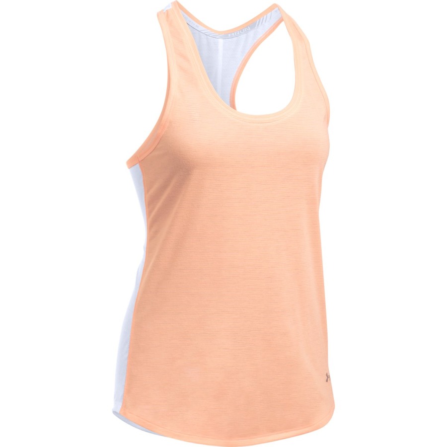 Under Armour Threadborne Run Mesh Tank True Gray Heather/Peach Orange/Reflective - S