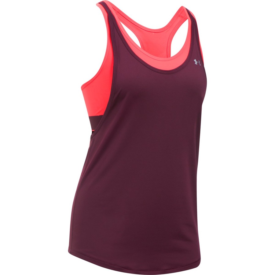 E-shop Under Armour HG Armour 2-In-1 Tank RAISIN RED / MARATHON RED / METALLIC SILVER - L