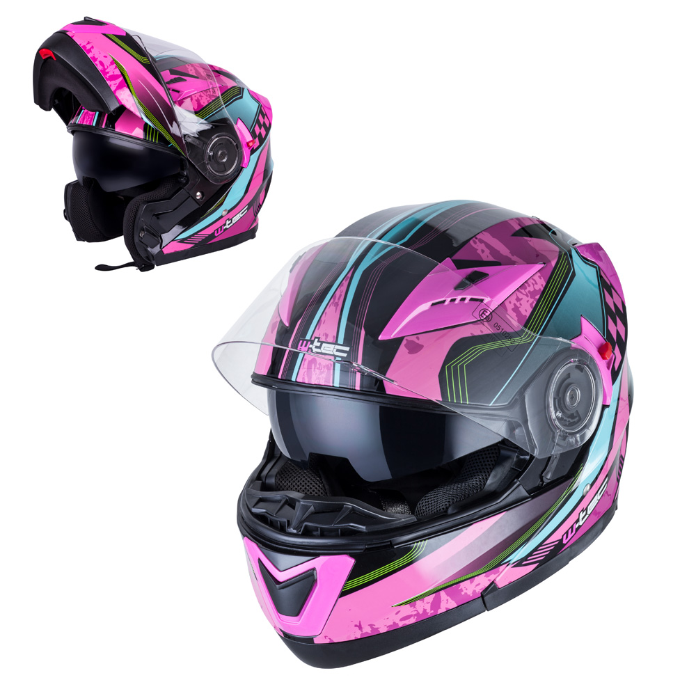 Výklopná moto prilba W-TEC Pezzon Magenta