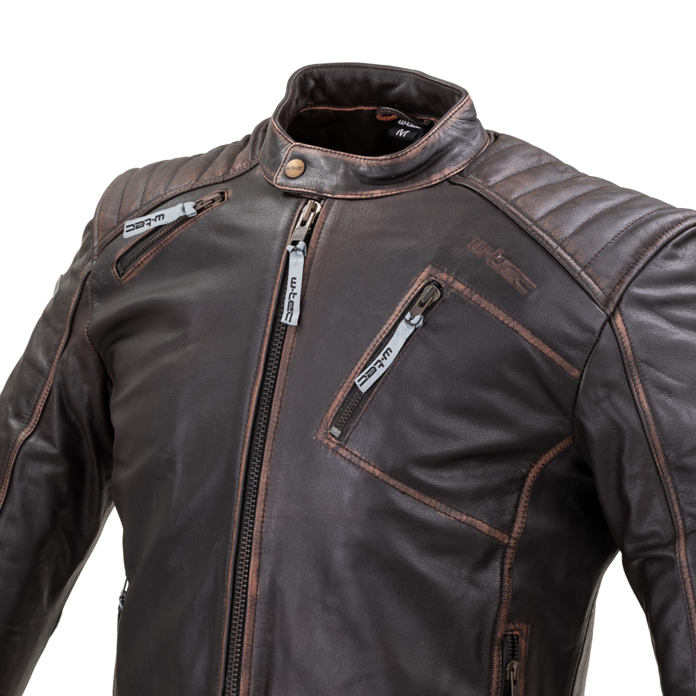 Kožená moto bunda W-TEC Embracer - Veľkosť: 5XL | Farba: Hnedá · záber 4
