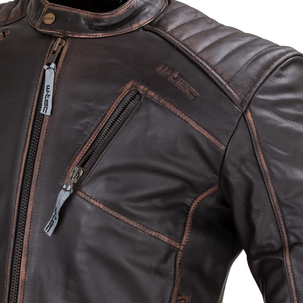 Kožená moto bunda W-TEC Embracer - Veľkosť: 5XL | Farba: Hnedá · záber 6