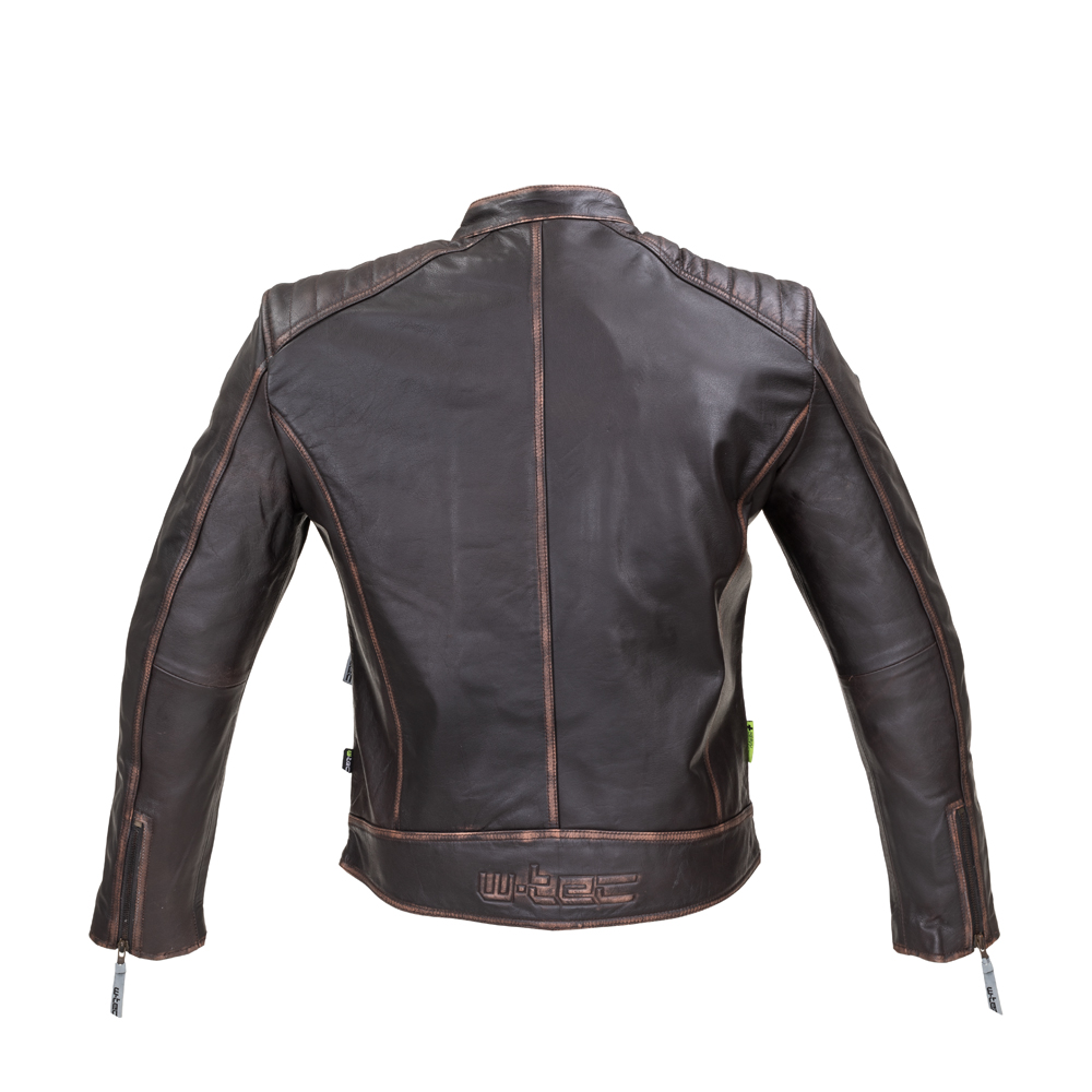 Kožená moto bunda W-TEC Embracer - Veľkosť: 5XL | Farba: Hnedá · záber 3