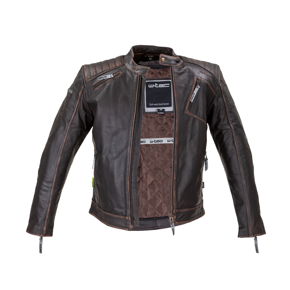 Kožená moto bunda W-TEC Embracer - Veľkosť: 5XL | Farba: Hnedá · záber 2