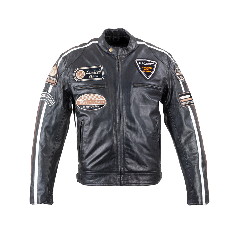 Pánska kožená moto bunda W-TEC Black Cracker