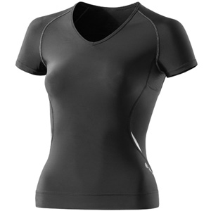 Dámske kompresné tričko Skins Top with V Neck čierna - MH