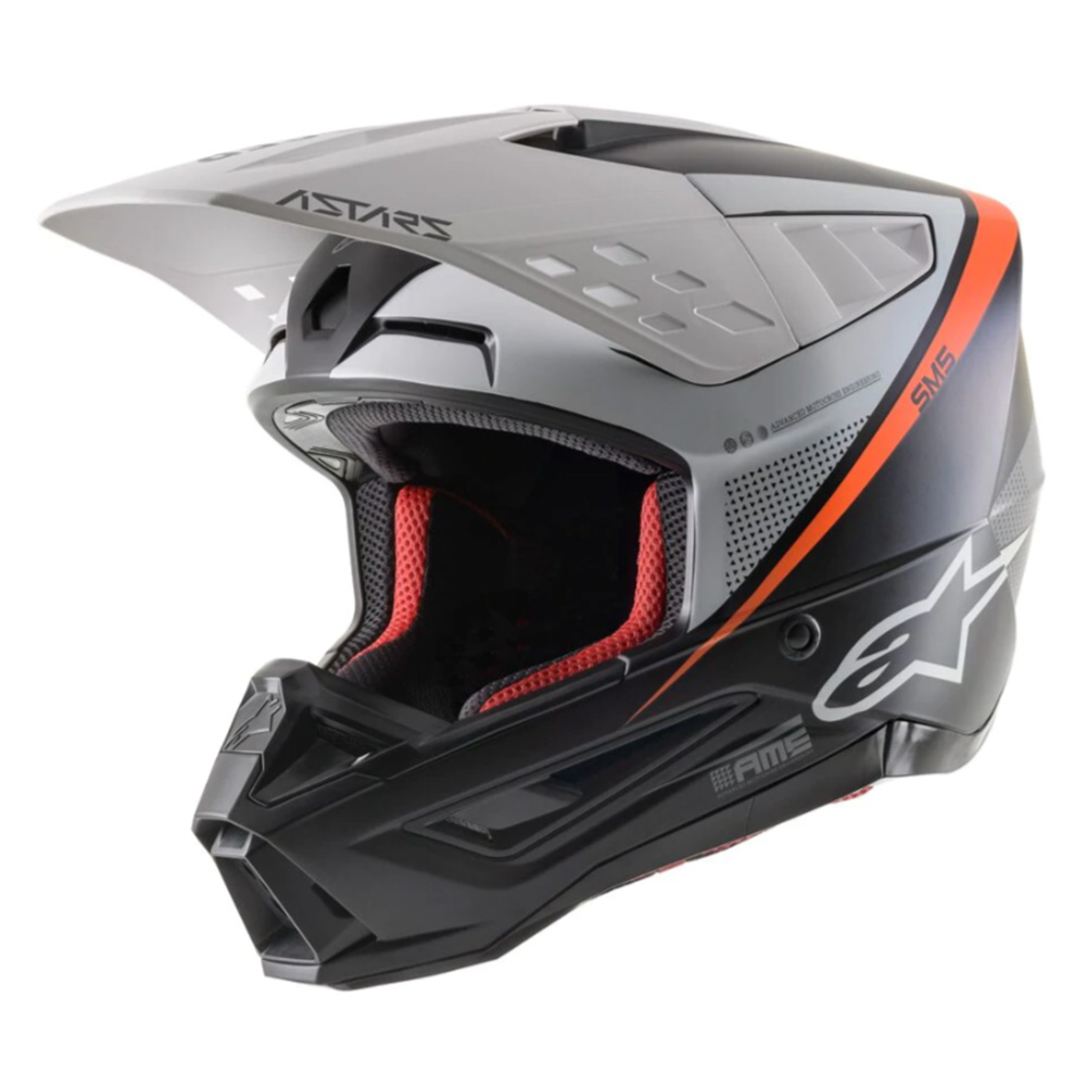 Moto prilba Alpinestars S-M5 Rayon čierna/biela/oranžová fluo/matná 2022