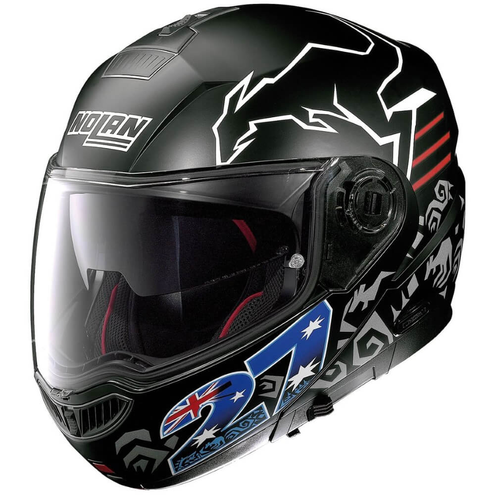 Moto prilba Nolan N104 Absolute Iconic Replica N-Com C. Stoner Flat Black