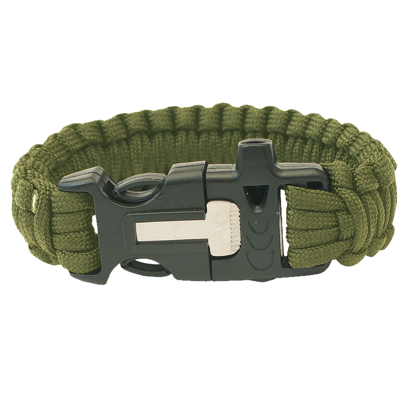 Highlander Paracord - trojzubec, píšťalka, křesadlo olivovo zelená