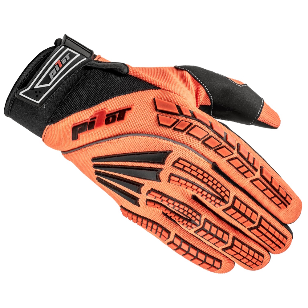 Pilot Detské motokrosové rukavice čierna-fluo oranžová - 4