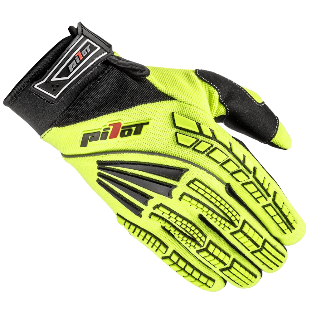 Pilot Detské motokrosové rukavice čierna-fluo žltá - 6
