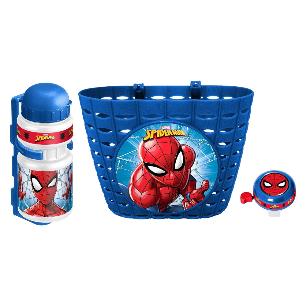 E-shop Spiderman Cyklistická súprava Spiderman (košík, fľaša, zvonček)